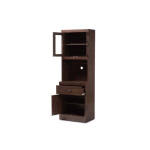 Laurana Modern and Contemporary Dark Walnut Finished Kitchen Cabinet and Hutch From Baxton Studio