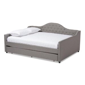 Grey Fabric Upholstered Full Size Daybed with Trundle From Baxton Studio