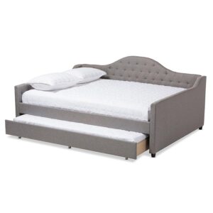 Grey Fabric Upholstered Full Size Daybed with Trundle From Baxton Studio