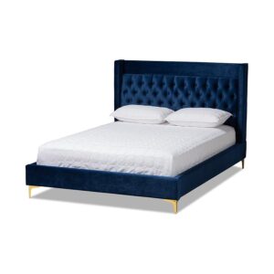 Queen Size Platform Bed with Gold-Finished Legs From Baxton Studio