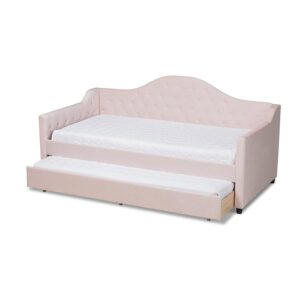 Button Tufted Twin Size Daybed with Trundle From Baxton Studio