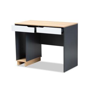 Baxton Studio Reed Mid-Century Modern 2-Drawer Multicolor Wood Computer Desk From Baxton Studio