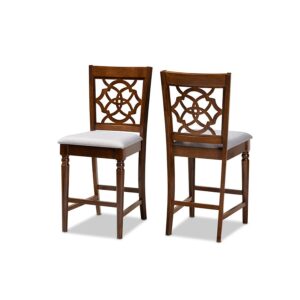 Walnut Brown Finished Wood 2-Piece Counter Height Pub Chair Set From Baxton Studio