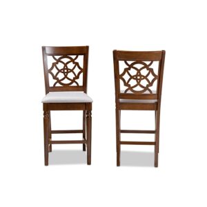 Walnut Brown Finished Wood 2-Piece Counter Height Pub Chair Set From Baxton Studio