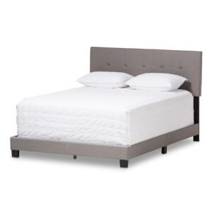 Hampton Modern and Contemporary Light Grey Fabric Upholstered Full Size Bed From Baxton Studio