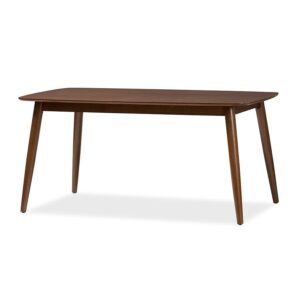 Flora Mid-Century Modern "Oak" Medium Brown Finishing Wood Dining Table From Baxton Studio