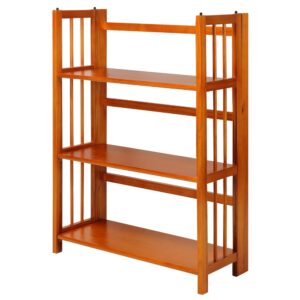 3-Shelf Folding Stackable Bookcase 27.5" Wide-Honey Oak From Casual Home