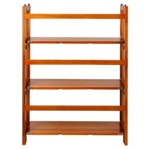 3-Shelf Folding Stackable Bookcase 27.5" Wide-Honey Oak From Casual Home