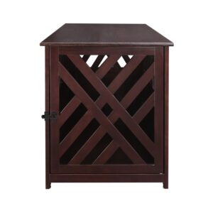 Modern Lattice Wooden Pet Crate End Table - Espresso From Casual Home