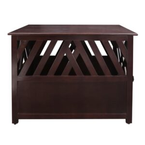 Modern Lattice Wooden Pet Crate End Table - Espresso From Casual Home