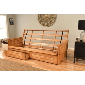 Phoenix Frame Queen-Butternut Finish-Linen Stone Mattress-Storage Drawers From KODIAK