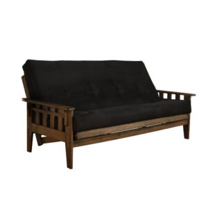 Tucson Frame-Rustic Walnut Finish-Suede Black Mattress From KODIAK