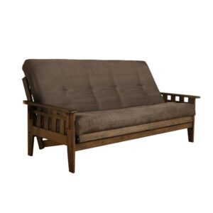 Tucson Frame-Rustic Walnut Finish-Suede Gray Mattress From KODIAK