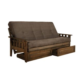 Tucson Frame-Rustic Walnut Finish-Suede Gray Mattress From KODIAK