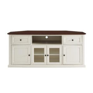 60" Corner Tv Stand Distressed White From Crosley Furniture