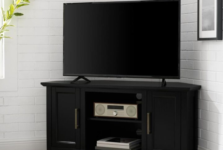 Camden 48" Corner Tv Stand Black From Crosley Furniture