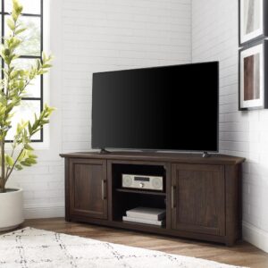 Camden 58" Corner Tv Stand Dark Walnut From Crosley Furniture