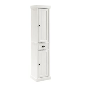 Seaside Tall Linen Cabinet Distressed White From Crosley Furniture