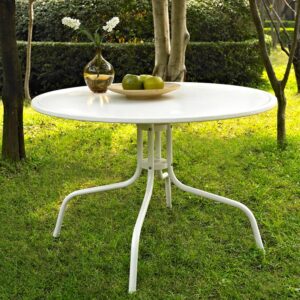 Griffith 39" Outdoor Metal Dining Table White Satin From Crosley Furniture