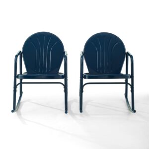 Griffith 2Pc Outdoor Metal Rocking Chair Set Navy Gloss - 2 Rocking Chairs From Crosley Furniture