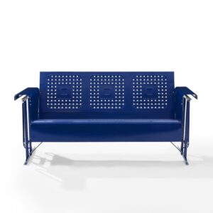 Bates Outdoor Metal Sofa Glider Navy From Crosley Furniture