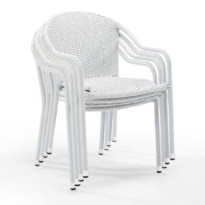 Palm Harbor 4Pc Outdoor Wicker Stackable Chair Set White - 4 Stackable Chairs From Crosley Furniture