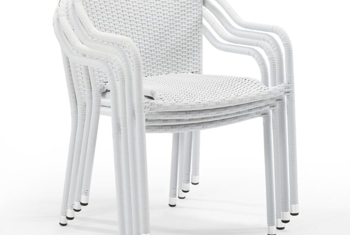 Palm Harbor 4Pc Outdoor Wicker Stackable Chair Set White - 4 Stackable Chairs From Crosley Furniture