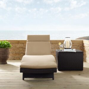 Biscayne Outdoor Wicker Chaise Lounge Mocha/Brown From Crosley Furniture