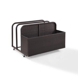 Palm Harbor Outdoor Wicker Pool Storage Caddy Brown From Crosley Furniture