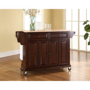 Full Size Wood Top Kitchen Cart Mahogany/Natural From Crosley Furniture