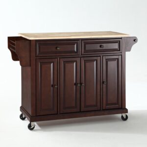 Full Size Wood Top Kitchen Cart Mahogany/Natural From Crosley Furniture