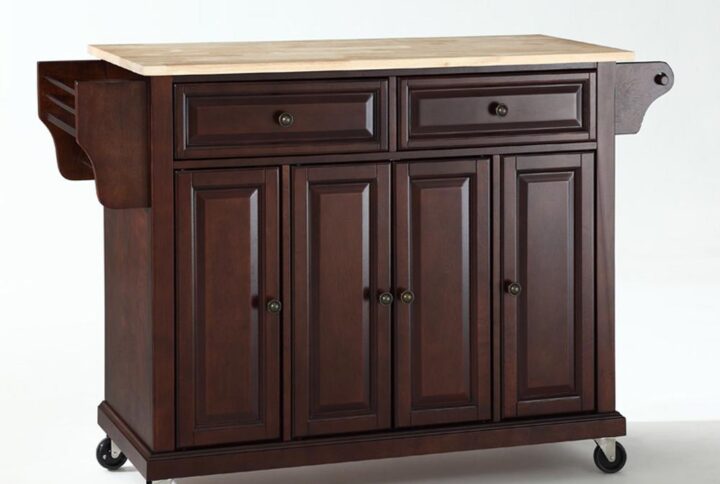 Full Size Wood Top Kitchen Cart Mahogany/Natural From Crosley Furniture