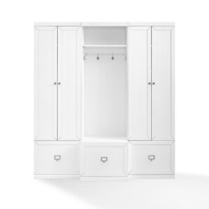 Harper 3Pc Entryway Set White - Hall Tree & 2 Pantry Closets From Crosley Furniture