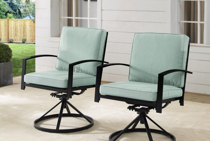 Kaplan 2Pc Outdoor Metal Dining Swivel Chair Set Mist/Oil Rubbed Bronze - 2 Swivel Chairs From Crosley Furniture