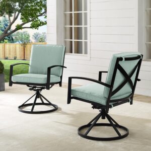 Kaplan 2Pc Outdoor Metal Dining Swivel Chair Set Mist/Oil Rubbed Bronze - 2 Swivel Chairs From Crosley Furniture