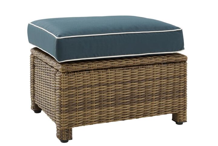 Bradenton Outdoor Wicker Ottoman Navy /Weathered Brown From Crosley Furniture