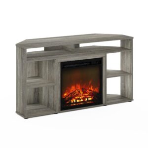 Furinno Jensen Corner TV Stand with Fireplace for TV up to 55 Inches