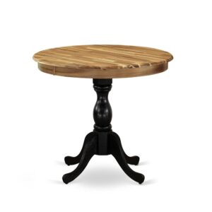 East West Furniture 1-Piece Modern Table with Round Walnut Table top and Walnut Pedestal Leg Finish From East West Furniture