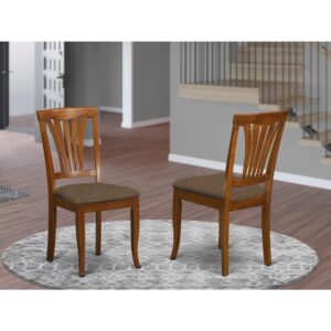 AVC-SBR-C Avon Chair for dining room with Linen Fabric Seat - Saddle Brow Finish From East West Furniture