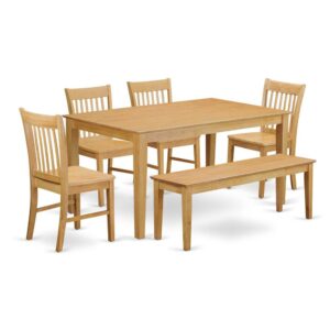 6-Pc  Dining  room  set  with  bench-  Dining  Table  and  4  Chairs  and  Bench From East West Furniture