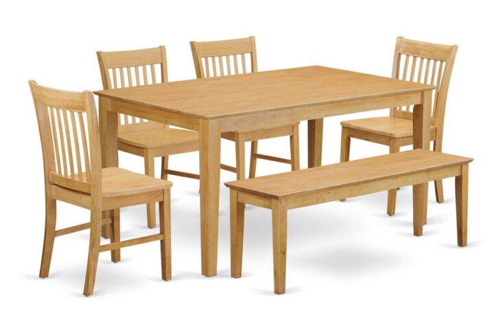 6-Pc  Dining  room  set  with  bench-  Dining  Table  and  4  Chairs  and  Bench From East West Furniture