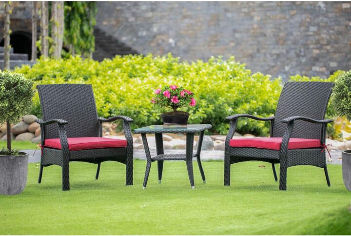 Wicker Patio Set Black