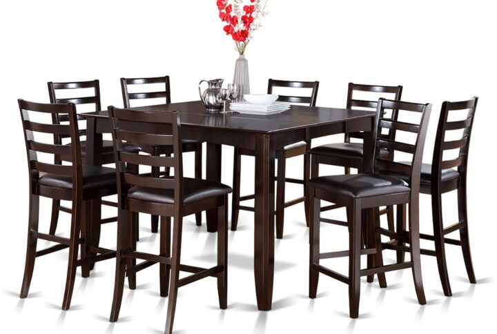 9  Pc  Counter  height  Table  set-  Square  Table  and  8  Kitchen  counter  Chairs From East West Furniture