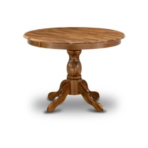 HBT-ANA-TP East West Furniture Beautiful Dinner Table with Natural Acacia Color Table Top Surface and Asian Wood Dining Table Pedestal Legs - Natural Acacia Finish From East West Furniture