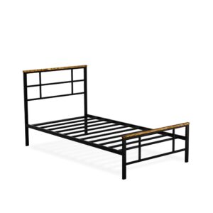 Ingram Modern Bed Frame with 4 Metal Legs - High-class Bed Frame in Powder Coating Black Color From East West Furniture