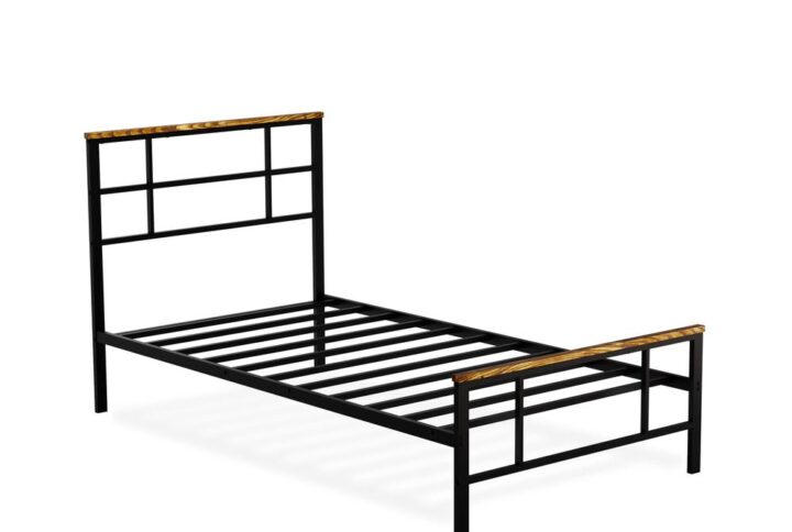 Ingram Modern Bed Frame with 4 Metal Legs - High-class Bed Frame in Powder Coating Black Color From East West Furniture