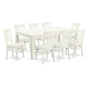 9  Pc  Dinette  set  with  a  Dining  Table  and  8  Kitchen  Chairs  in  Linen  White From East West Furniture