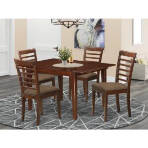 MILA5-MAH-C 5 Pc Kitchen nook Dining set-breakfast nook and 4 Dining Chairs in Mahogany From East West Furniture