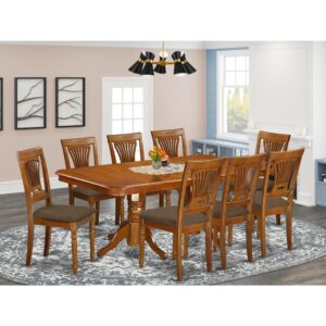 NAPL9-SBR-C 9 Pc Dining room set-Dining Table and 8 Dining Chairs From East West Furniture