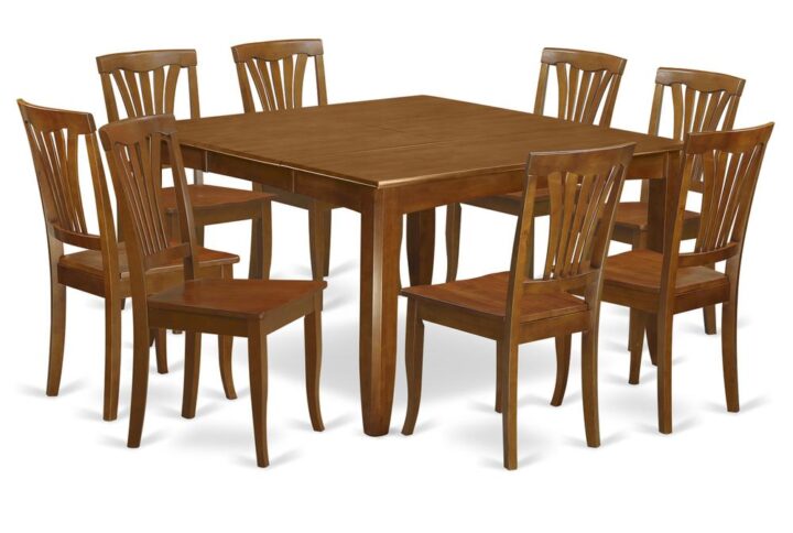 9  Pc  Dining  room  set  for  8-Square  Table  with  Leaf  and  8  Dining  Chairs From East West Furniture